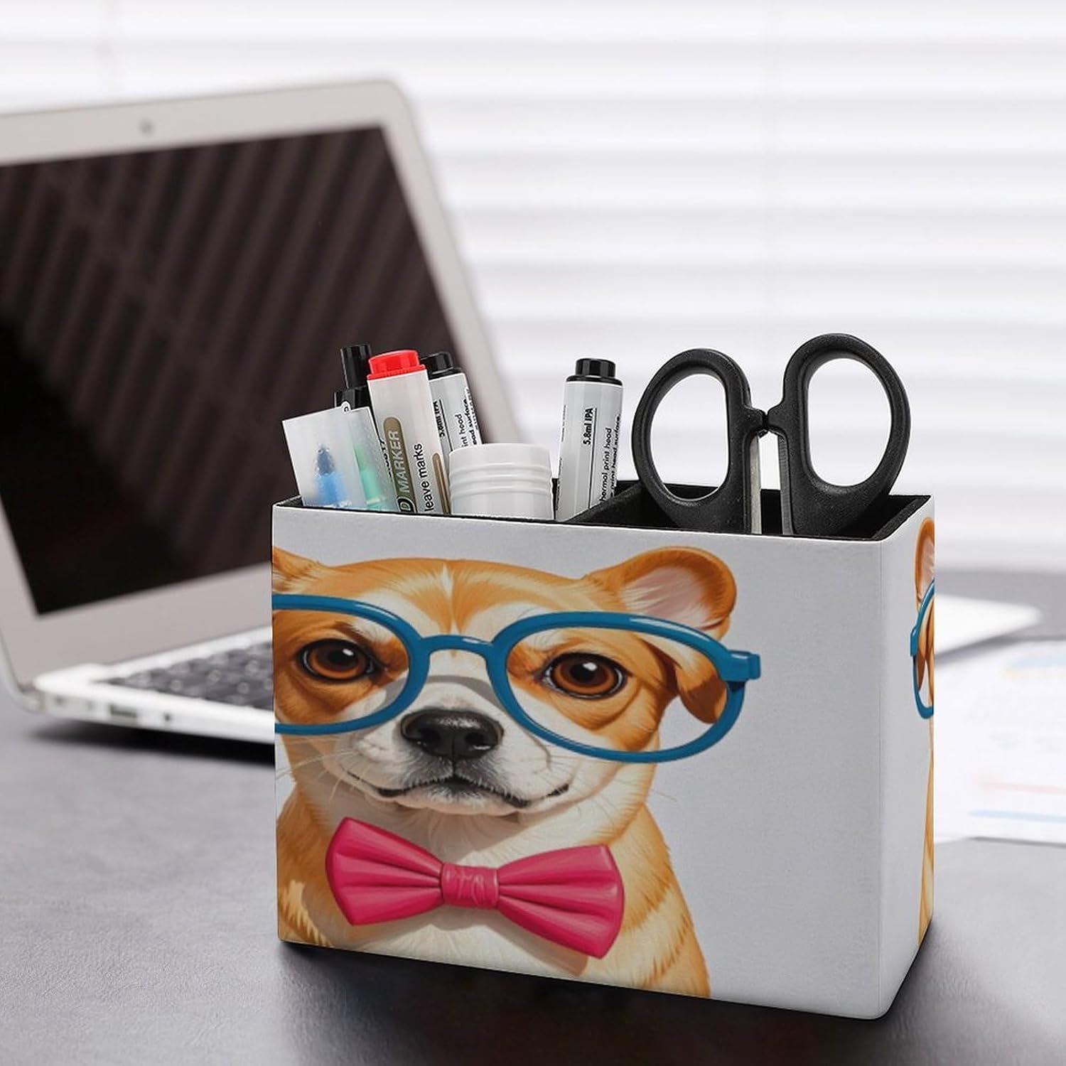 Rectangle Pet Dog with Glasses Pen Holder for Home Office Studio image 5