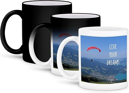 Miniatura 9 de 3dRose Live your dreams and fly - Palabras motivacionales inspiradoras - refranes motivadores - volar - parapente - Taza negra de dos tonos, 11 onzas