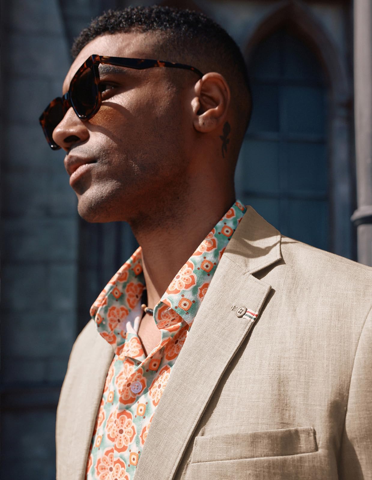 PJ PAUL JONES Giacca da uomo in lino, moderna, per il tempo libero, sportiva, slim fit, blazer da lavoro, 2 bottoni, cachi, XXL