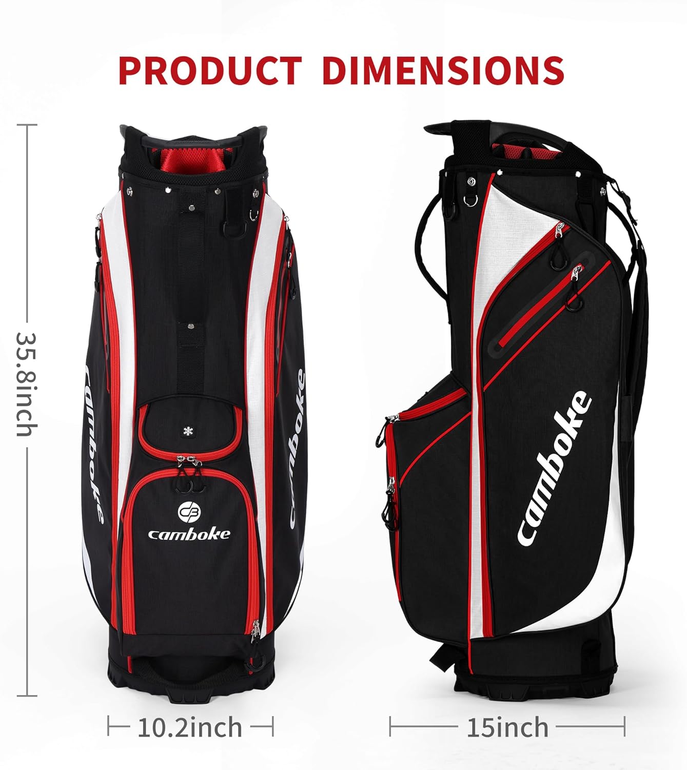 Lightweight Golf Cart Bag with 14-Way Full-Length Dividers, Cooler Pouch, Golf Bag for Men Women with Adjustable Padded Strap, Rain Hood, Golf Club Bag for Carts