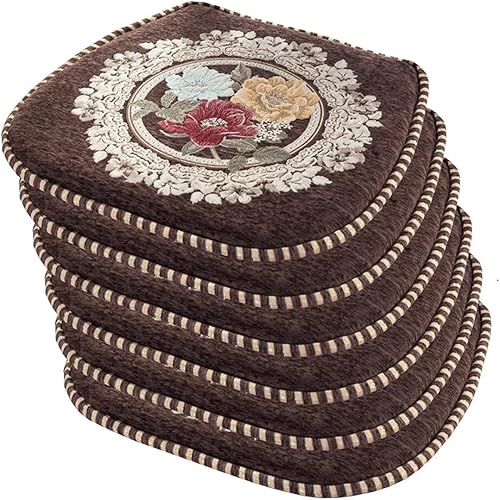 EORNOW Juego de cojines para silla de comedor con lazos, juego de 124, almohadillas antideslizantes para silla de comedor con funda extraíble con