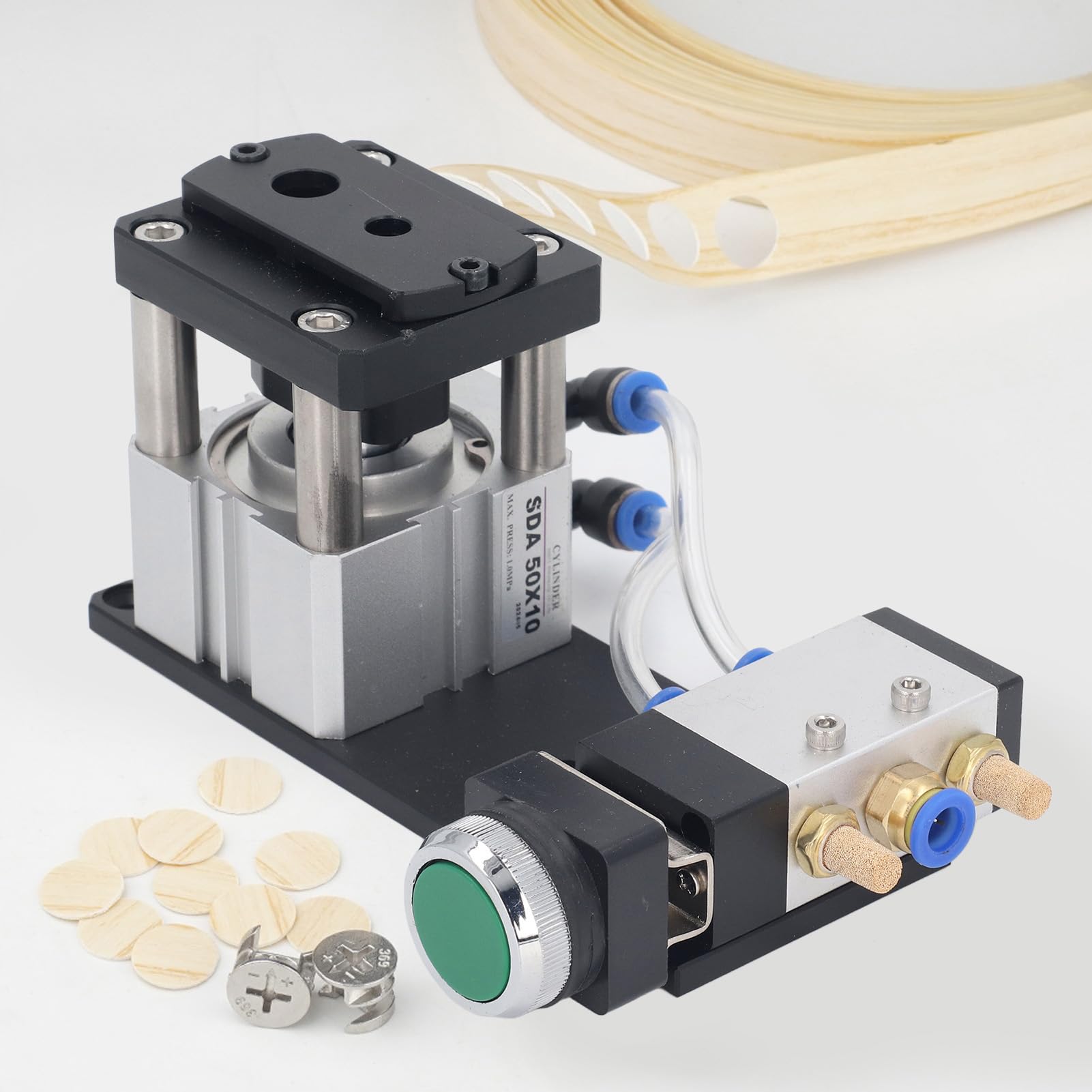 Punzonatrice a 2 fori, Perforatrice pneumatica per bordare i bordi, Attrezzo per punzonatura ad aria, Lega di alluminio, Apertura da 8 mm a 12 mm, per fai da te, Progetti