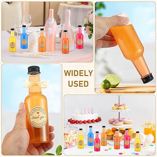 Miniatura 5 de Roshtia Mini botellas de licor 30 piezas con 2 hojas de calcomanías, botellas de plástico de 5 onzas de alcohol espiritual para bodas, suministros