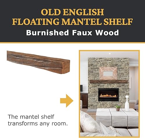 Miniatura 3 de Mantel sintético de poliuretano de alta densidad para chimenea, ligero y rústico con tira de montaje y kit de retoque  Inglés antiguo  48 pulgadas