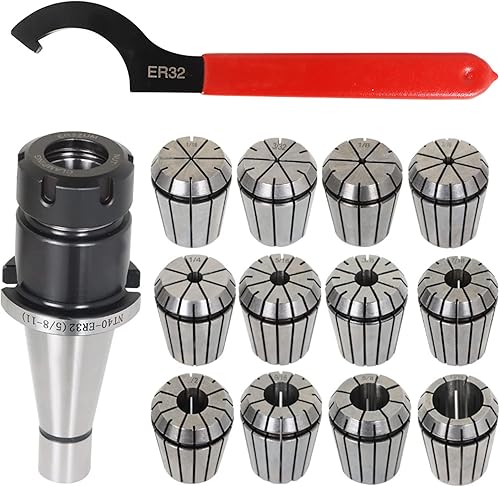 NMTB40-ER32 Mango de herramienta adecuado para máquina de grabado CNC y fresadora con llave y pinza ER32 de 12 piezas