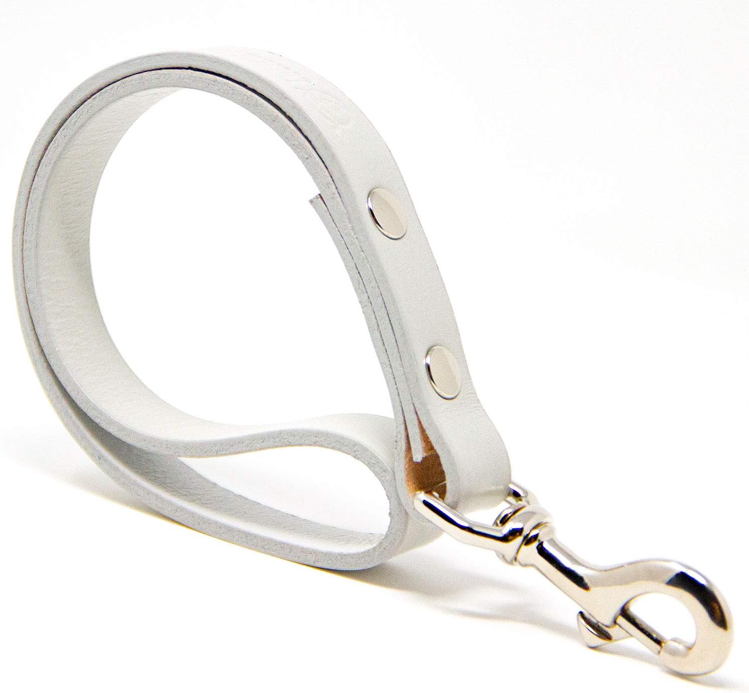 Logical Leather Traffic Lead - Full Grain Heavy Duty Genuine Short Leather Leash Best for Large Dogs - White
