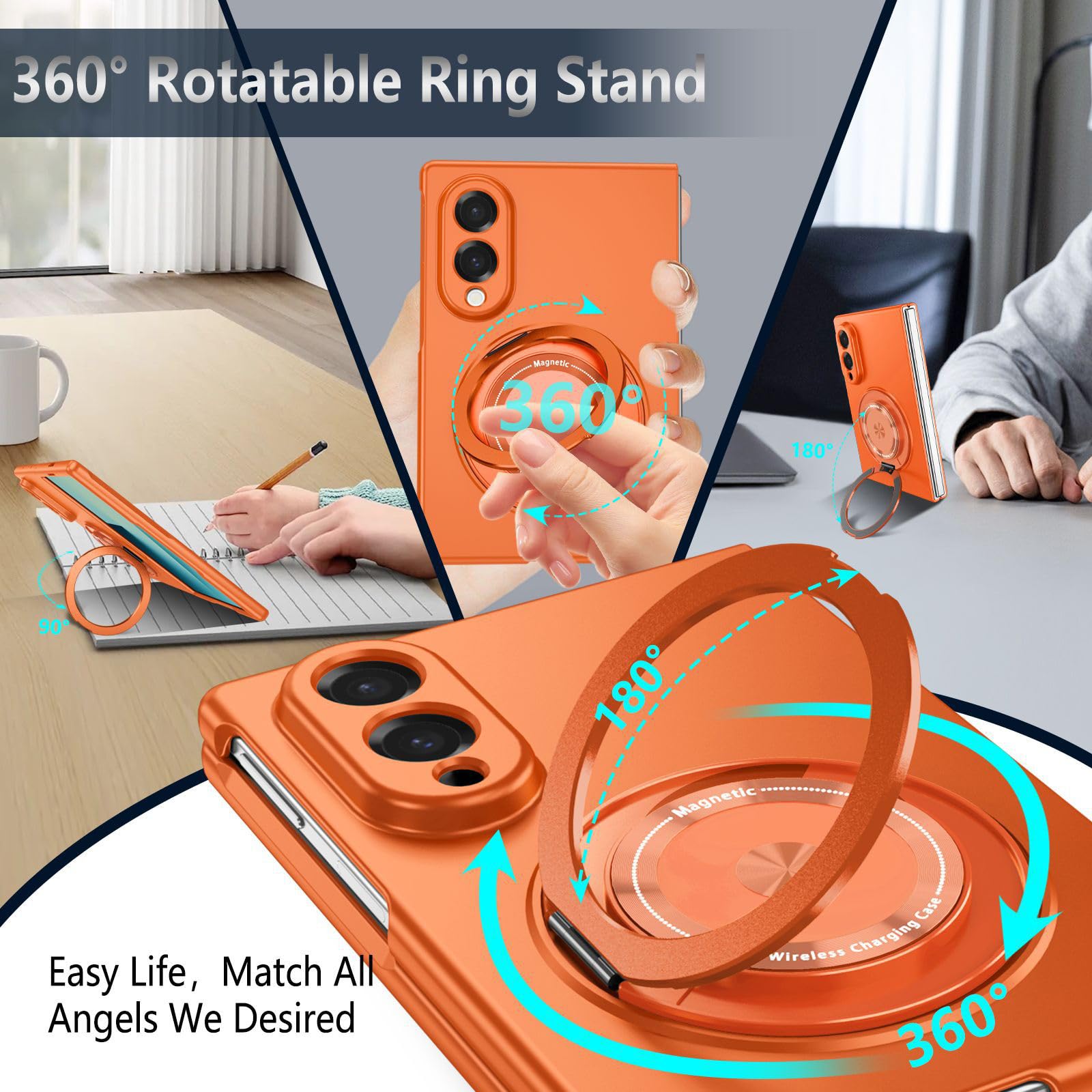 Magnetyczne Etui Do Samsung Galaxy Z Fold 8, Obrotowy Uchwyt Pierścienia