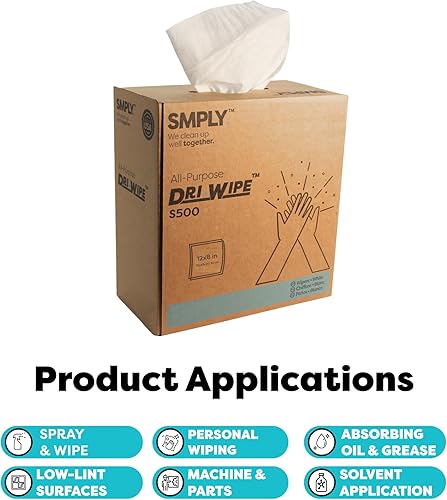 Miniatura 7 de SMPLY. S500 Dri-wipe  176 toallitas por caja  Paquete de 10 cajas  Limpiaparabrisas duradero y reutilizable para hospitales, escuelas, servicio de