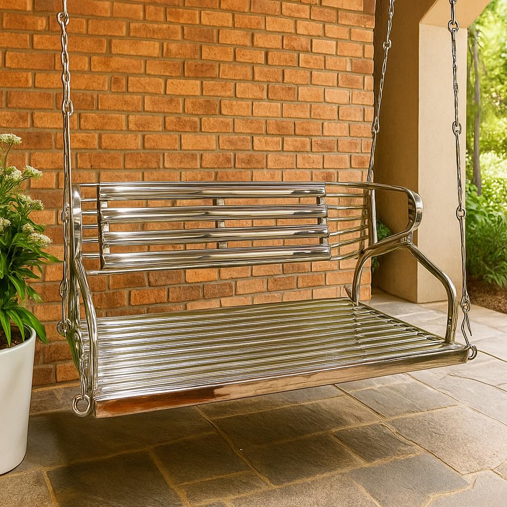 Stainless Steel Hanging Swing for Indoor Outdoor Balcony | 137 cm 350kg Capacity 3 Adults, Pre Assembled, Includes Springs & Hooks-image-20