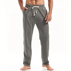 AMY COULEE Mens Cotton Yoga Pants Running Workout Lightweight Sweatpants Open Bottom Lounge Pants with Pockets