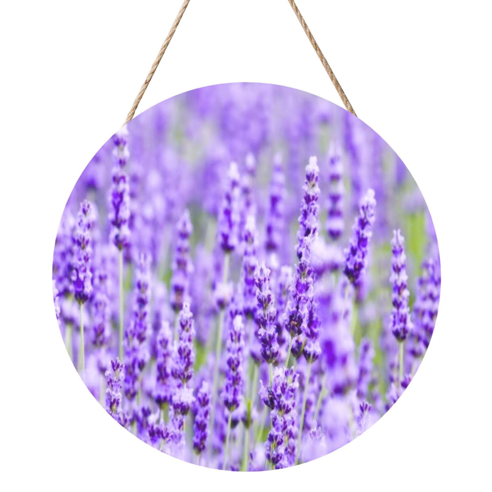 InOmak Purple Lavender, Round Wood Panel Painting 12 in, Wall Hanging Painting For Home
