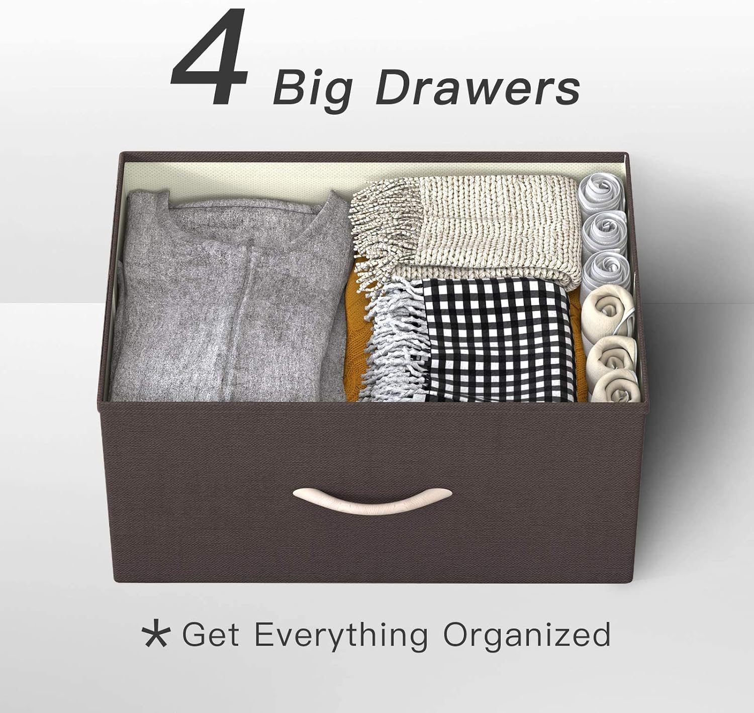 Buy 1 get 1 🔥 ODK Dresser with 4 Drawers Tall Fabric Storage Tower Organizer Unit for Bedroom Chest for Hallway Closet Easy Assembly Steel Frame and Wood Top, Brown