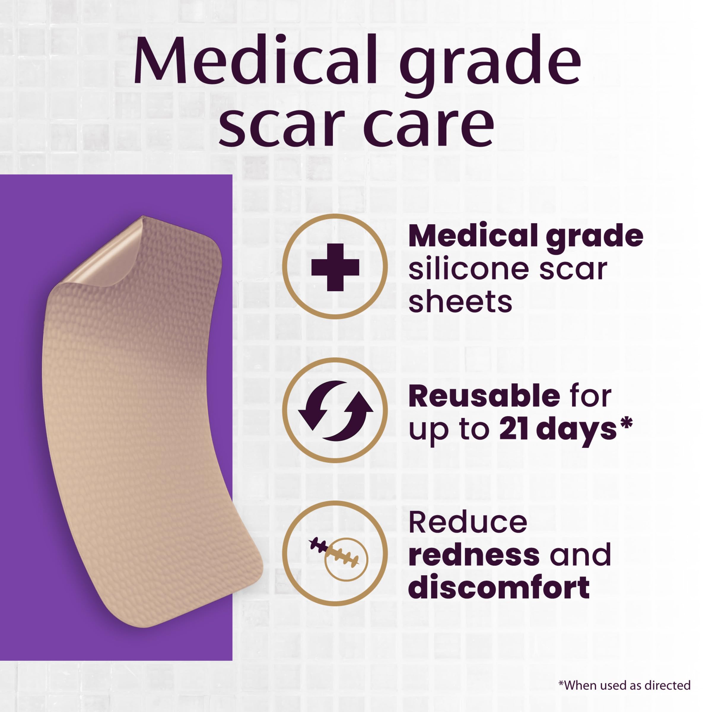 Mederma Medical Grade Silicone Scar Sheets, for Old and New Scars, 4 Count — Amazon image 2