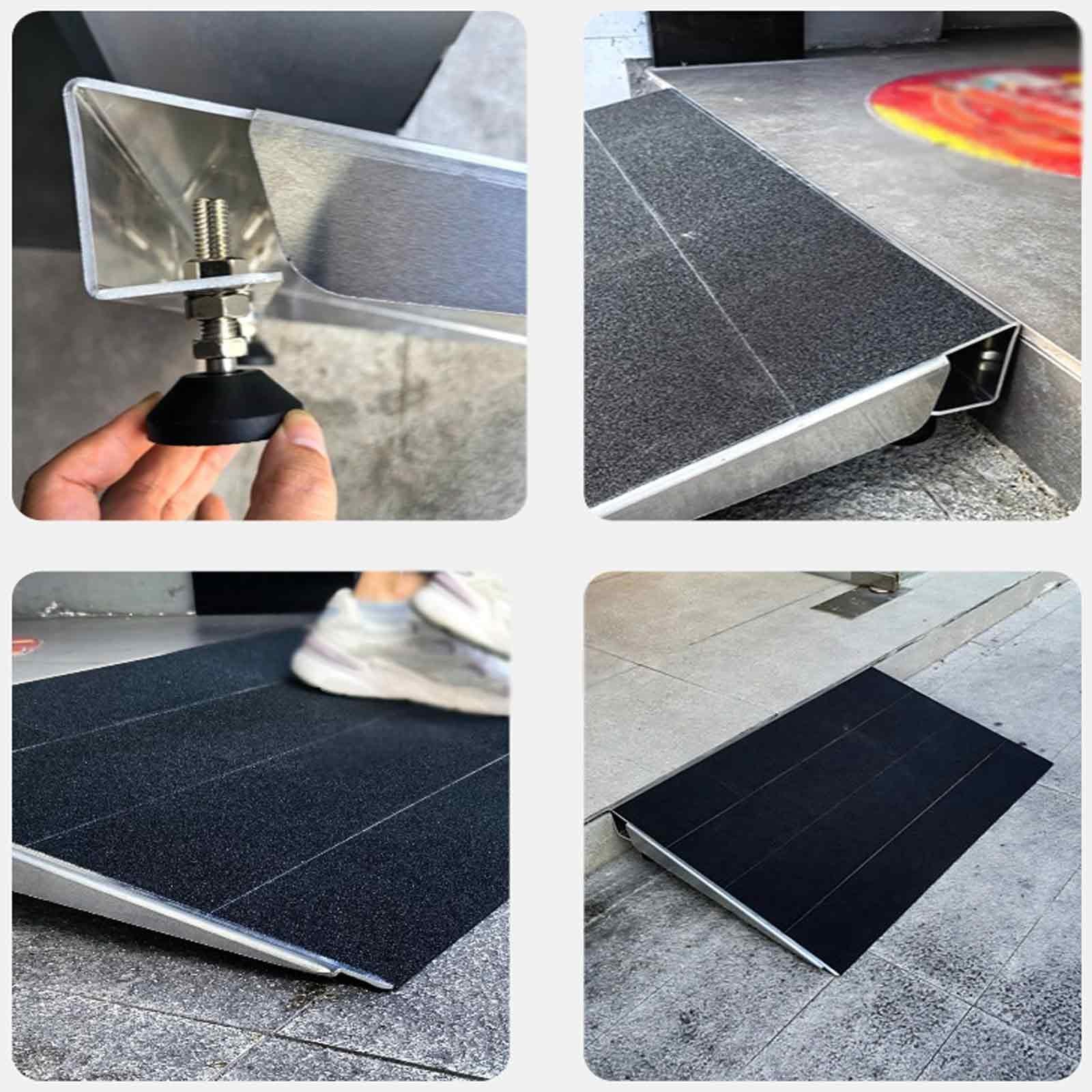 Rampa Progowa 76 cm, Antypoślizgowa, Aluminiowa, Przenośna Rampa dla Wózków Inwalidzkich, Regulowana Wysokość 6-13,5 cm, Nakładka na Rampę o Udźwigu 300 Kg