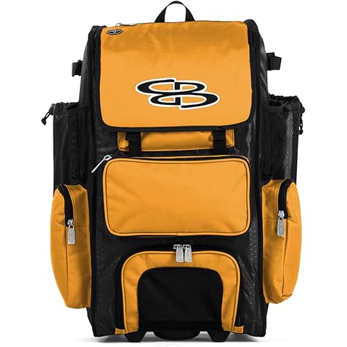 Boombah Rolling Superpack Baseball/Softball Gear Bag - Multiple Colors - Telescopic Handle and Holds 4 Bats - Wheeled Version