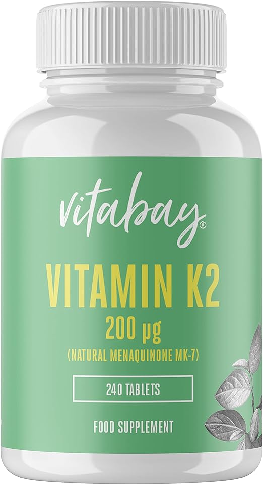 Vitabay Vitamin K2 hochdosiert 200 µg (mcg) VEGAN 240 Vitamin K2