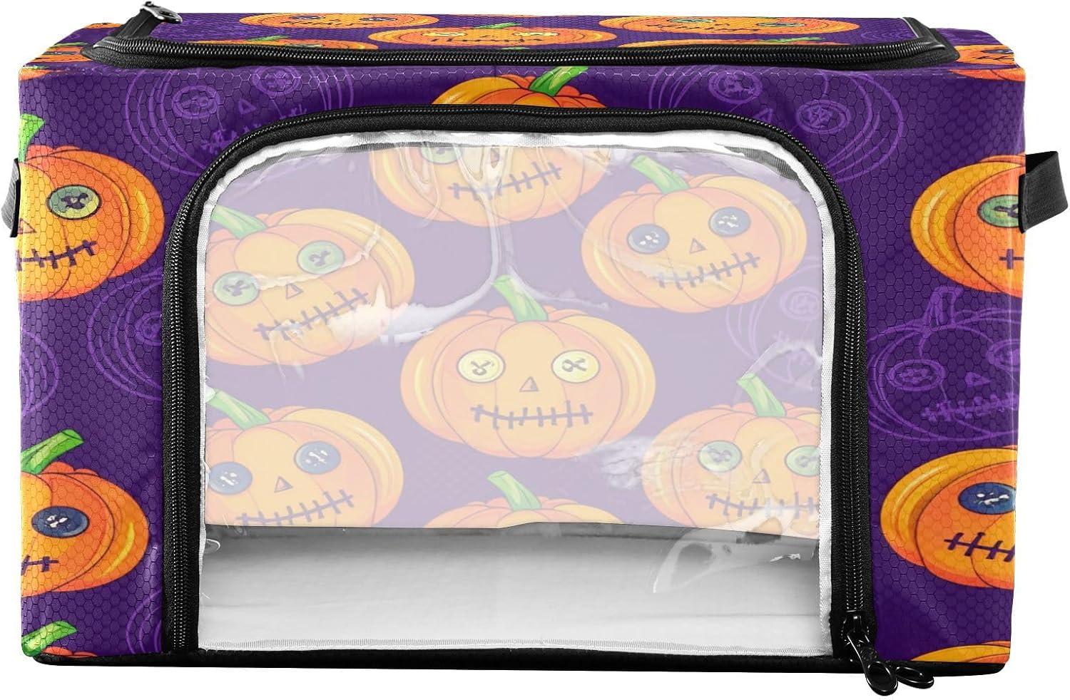 Graffiti Halloween Pumpkin Doll Foldable Clothes Organizer, Large Capacity Organizer with Transparent Window, Suitable for Quilt, Clothes Storage