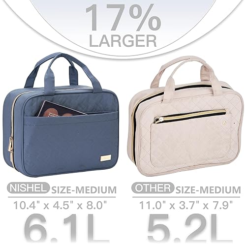 Miniatura 99 de NISHEL Neceser de viaje para mujer, organizador colgante y portátil para champú de tamaño completo, acondicionador, juego de cepillos y accesorios