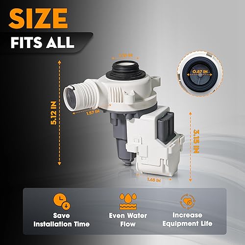 Miniatura 3 de Whirlpool WTW4816FW2 WTW4715EW2 WTW4810EW2 WTW4816FW1 WTW4850HW1 WTW4850HW2 WTW4855HW2 WTW4950HW1 WTW4950HW2 4955 horas. Bomba de drenaje de