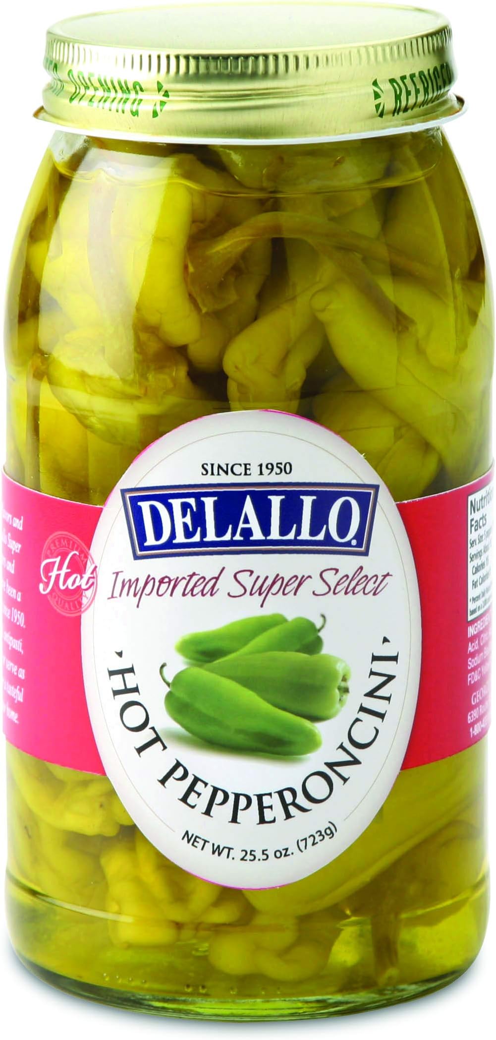 DeLallo Hot Pepperoncini, 25.5 Oz