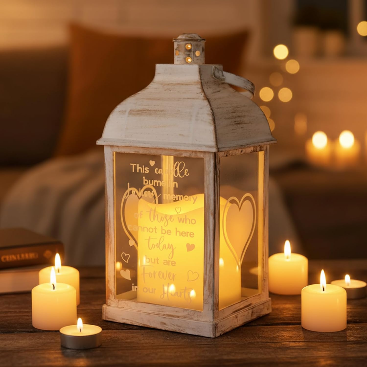 Memorial Lantern Sympathy Gifts for Loss of Loved One Bereavement Gift Candle Lights Memory Lamp with LED Candle for Funeral Remembrance or Condolences - Image 3