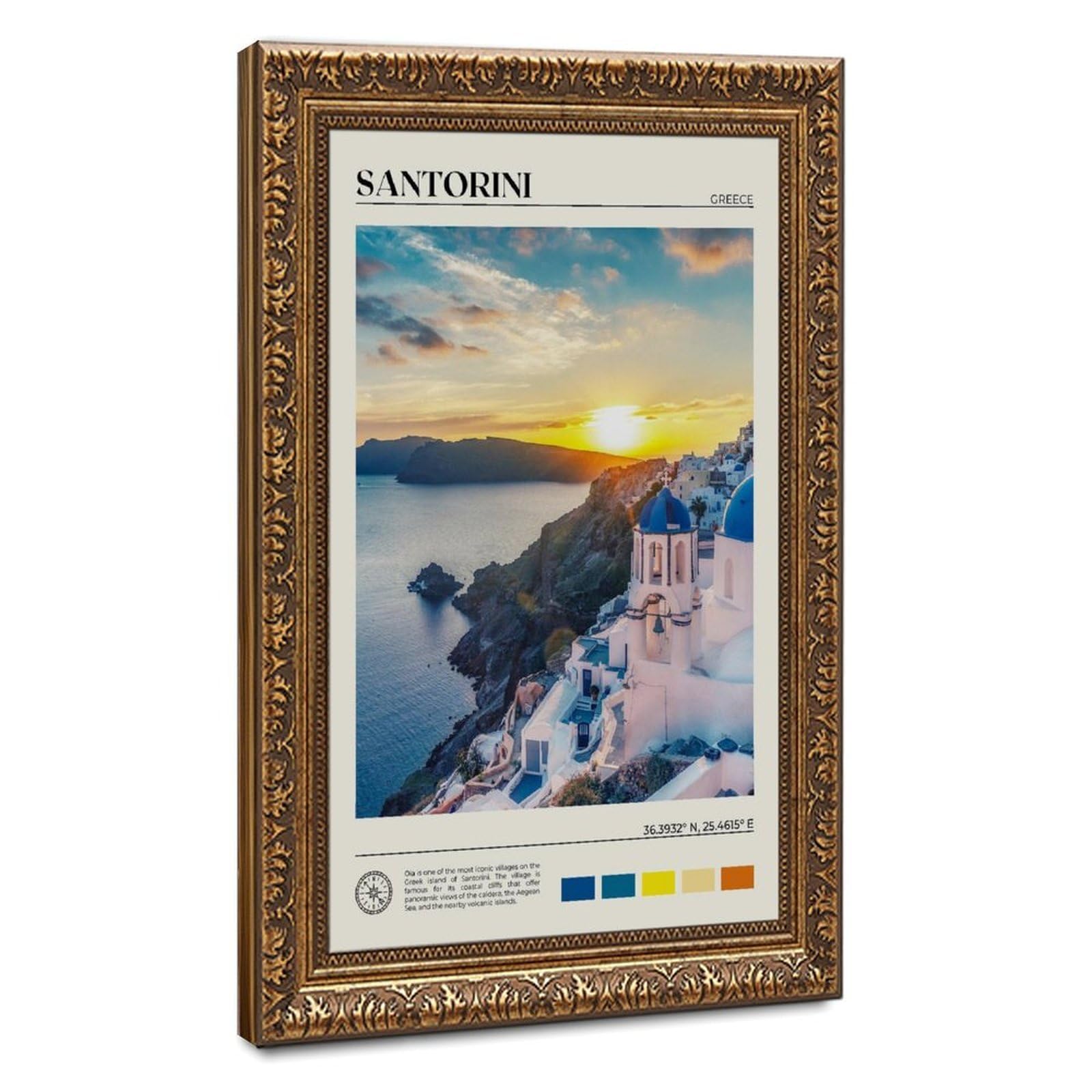Bareronor Santorini Poster Canvas Poster Bedroom Decor Landscape Office Room Decor Gift 24" L X 36" W