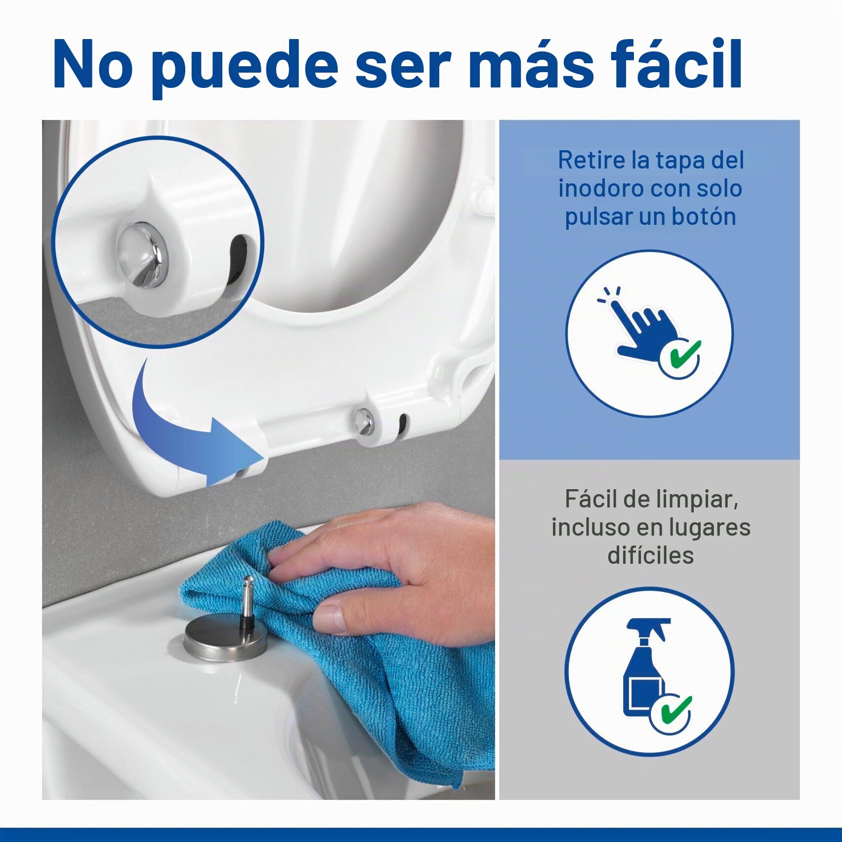 Wenko Premium - Asiento de Inodoro con Dispositivo automático de Descenso y sujeción higiénica de Acero Fino Inoxidable, Antibacterial, duroplástico, Color Blanco