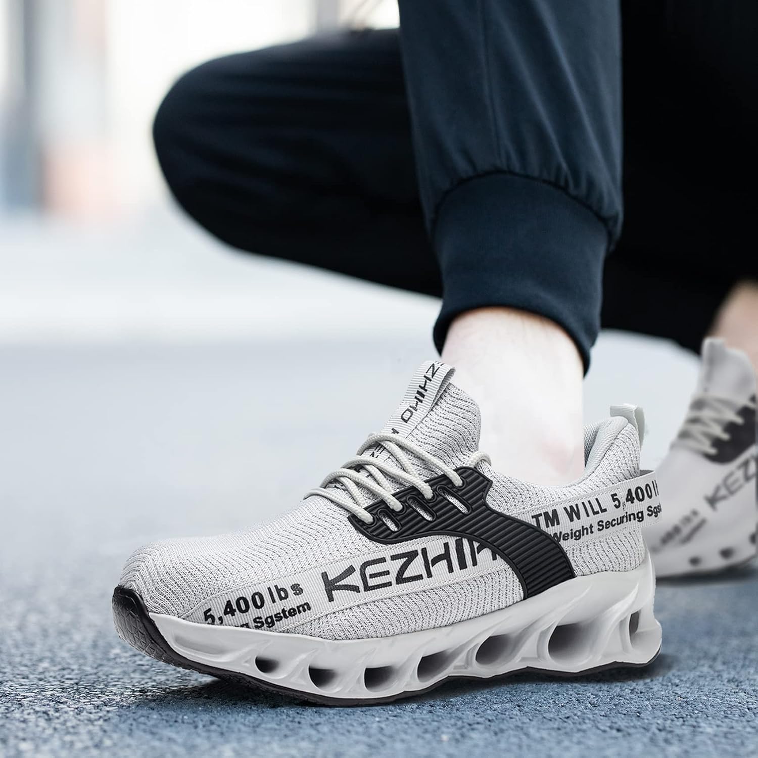 Kezhiho Steel Toe Shoes for Men Lightweight Comfortable Breathable Work Shoes Puncture Proof Slip Resistant Fashion Sneakers Indestructible Construction Industrial Safety Shoes - Image 7