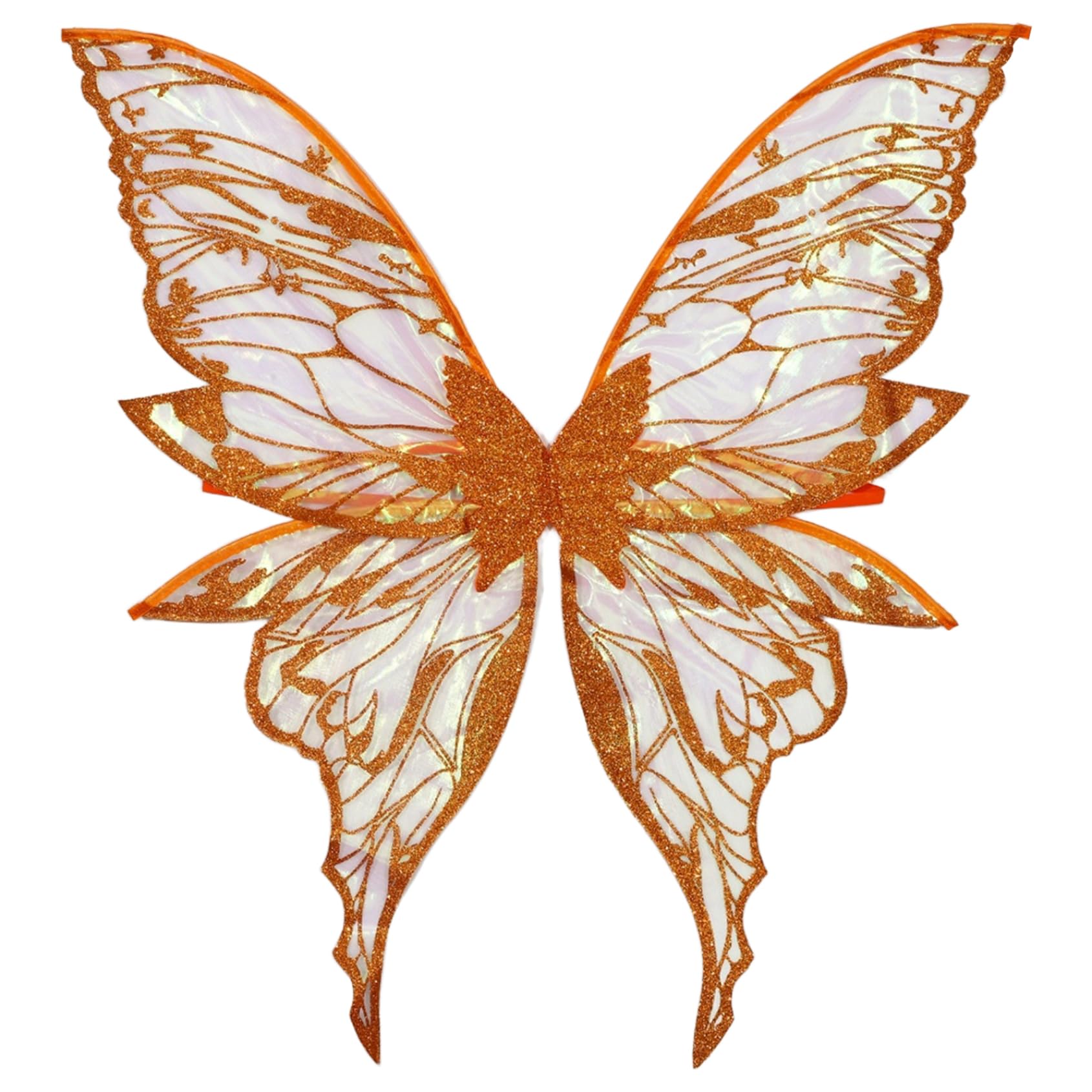 Rswnyirn Large Sparkle Butterfly Wings for Women Girls Fairy Angel Wings Elf Dress Up Accessories Orange One Size