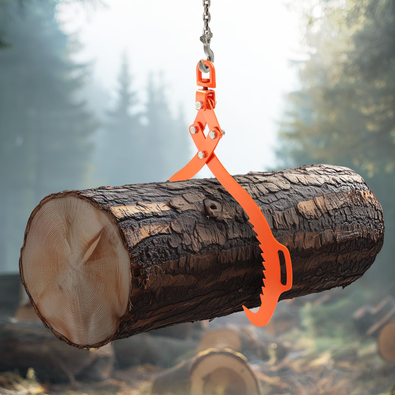 VEVOR Pince Forestière pour Troncs 812 mm, Pince de Levage pour Bois Bûches Grumes Pivotante 2 Griffes Capacité de Levage 700 kg Pinces en Acier Robuste, pour Camions, Tracteurs, Chariots Élévateurs