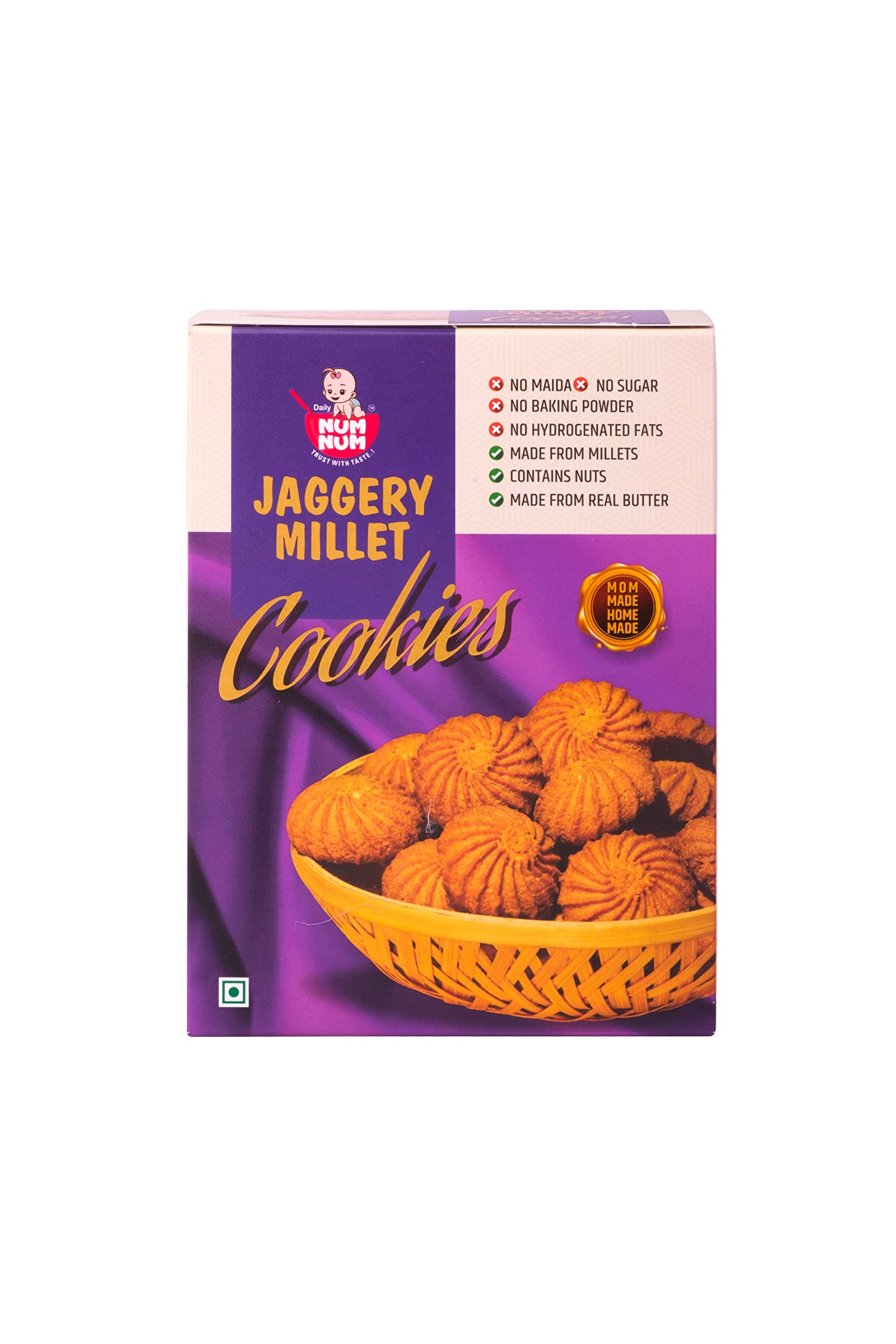 Buy daily NUM NUM Jaggery Millet Cookies Ragi Jowar Foxtail Millet
