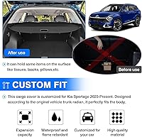 Vista 3 de Powerty Cubierta de Carga para Accesorios Kia Sportage 2023-2025 2026, Textura de Lona Cubierta Retráctil para Maletero Trasero de Carga de Equipaje
