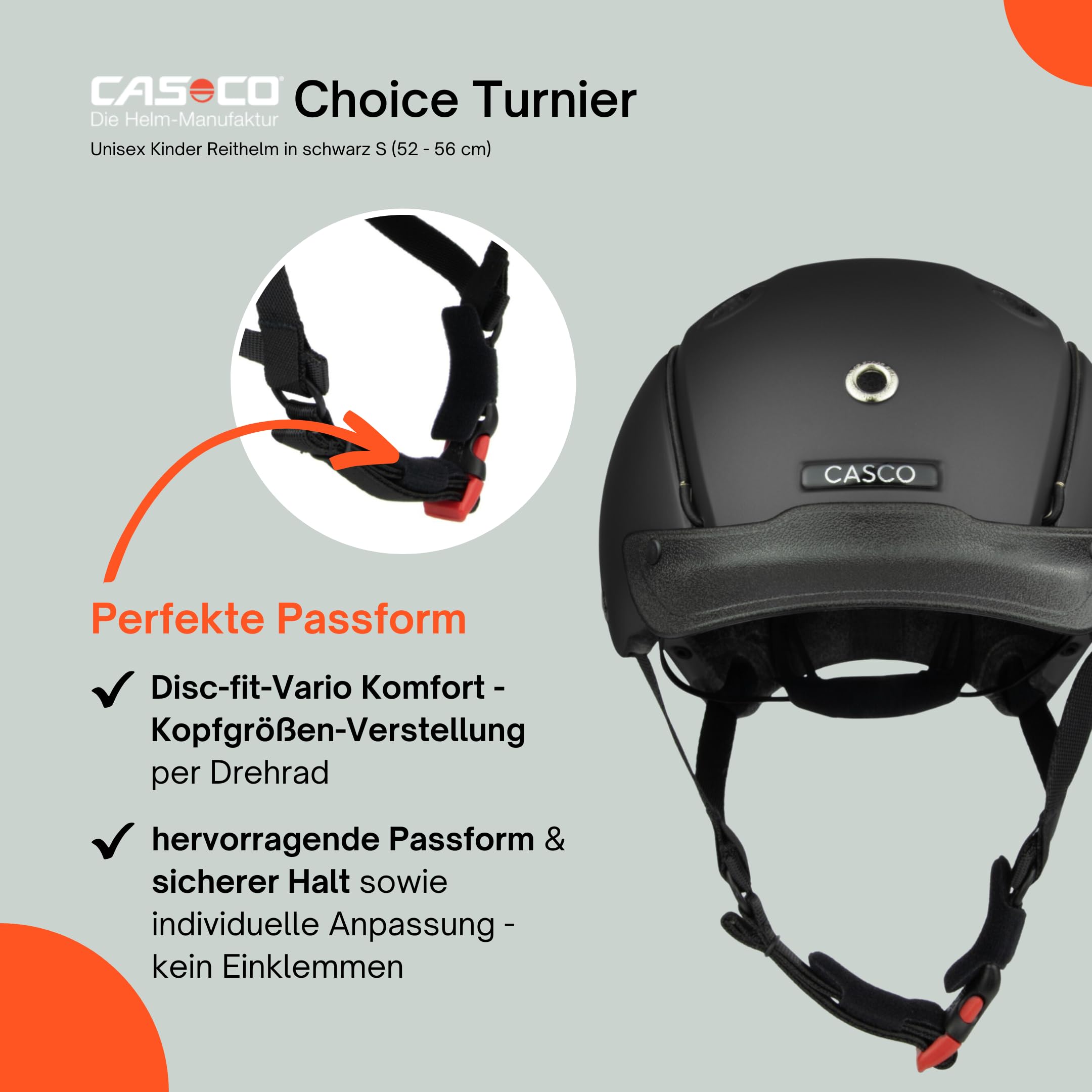 Casco - Kinder Reithelm Choice Turnier inkl. Schutzbeutel RL24 Edition – Reitkappe Mädchen & Jungen – ergonomischer Helm zum Reiten, Fahrrad- & Skifahren – Schwarz – S (52-56cm)