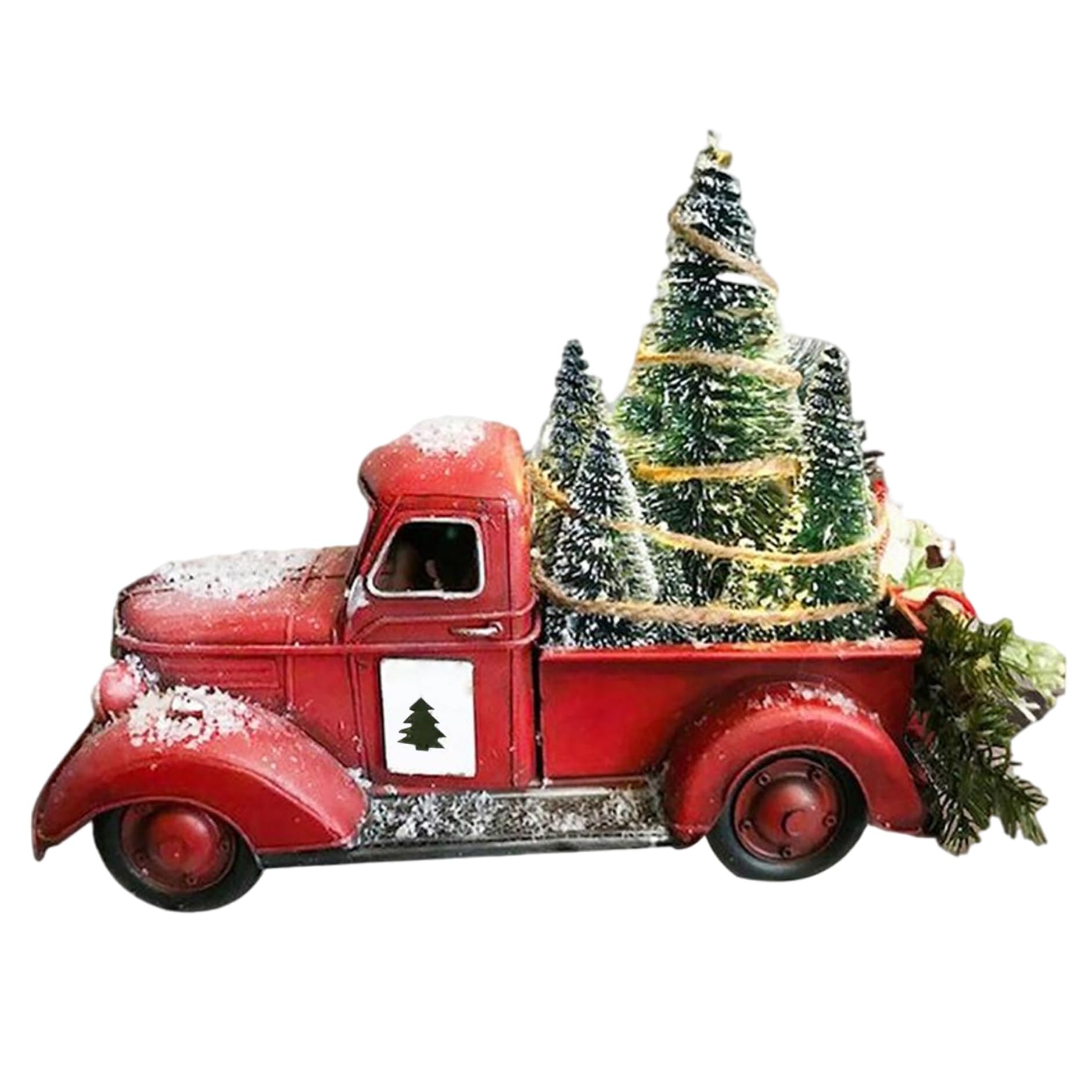 Ehoter Red Truck Christmas Ornament Christmas Tree Pickup Car Model With Xmas Tree Farmhouse Truck Table Centrepiece Decoration Fireplace Shelf Decor (Red)