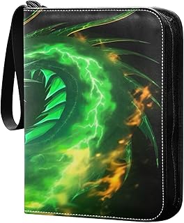 Kigai Dragon Trading Card Binder with Sleeves PU Leather Holds 400 Cards,Double Sided Trading Card Folder with Zipper Collection Binder Album Book Case for Boys Girls