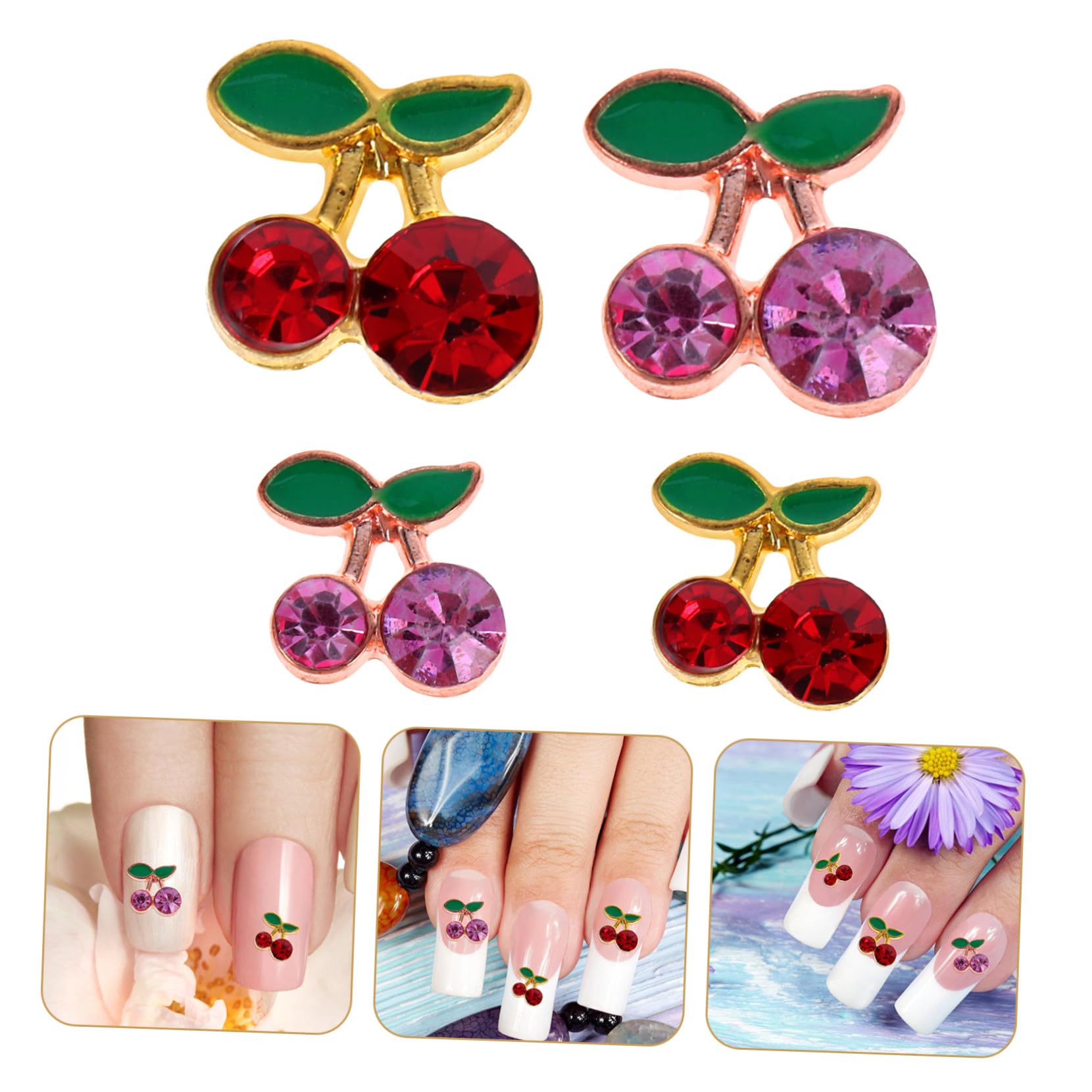 SHERCHPRY 5 Set Ciondoli Per Unghie Decorazioni Per Nail Art Con Ciliegie Per Manicure E Te Per Unghie Con E Pezzi*5