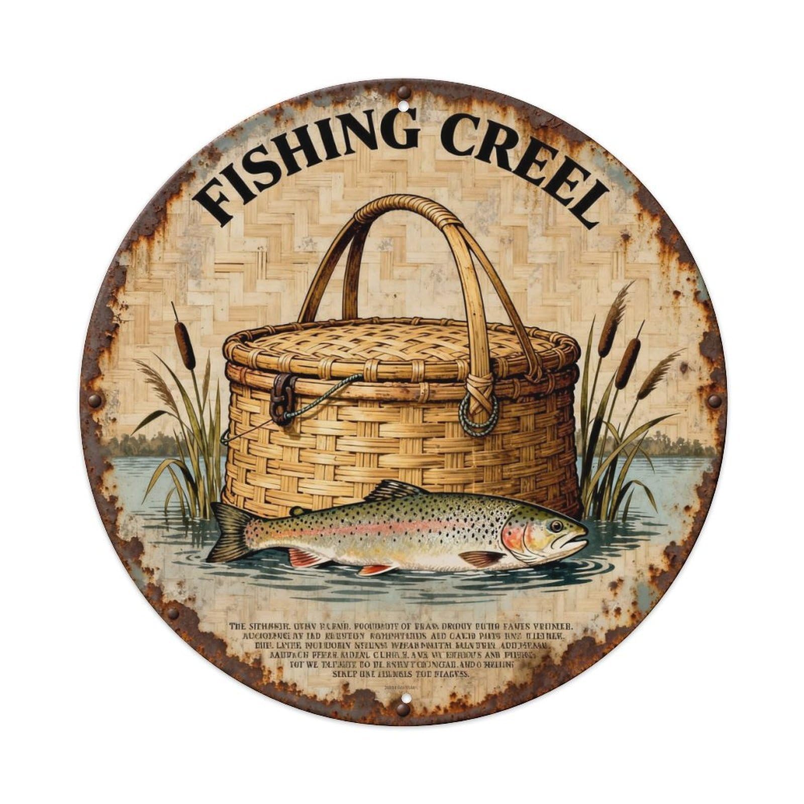 FISHING CREEL Metal Tin Sign Plaque