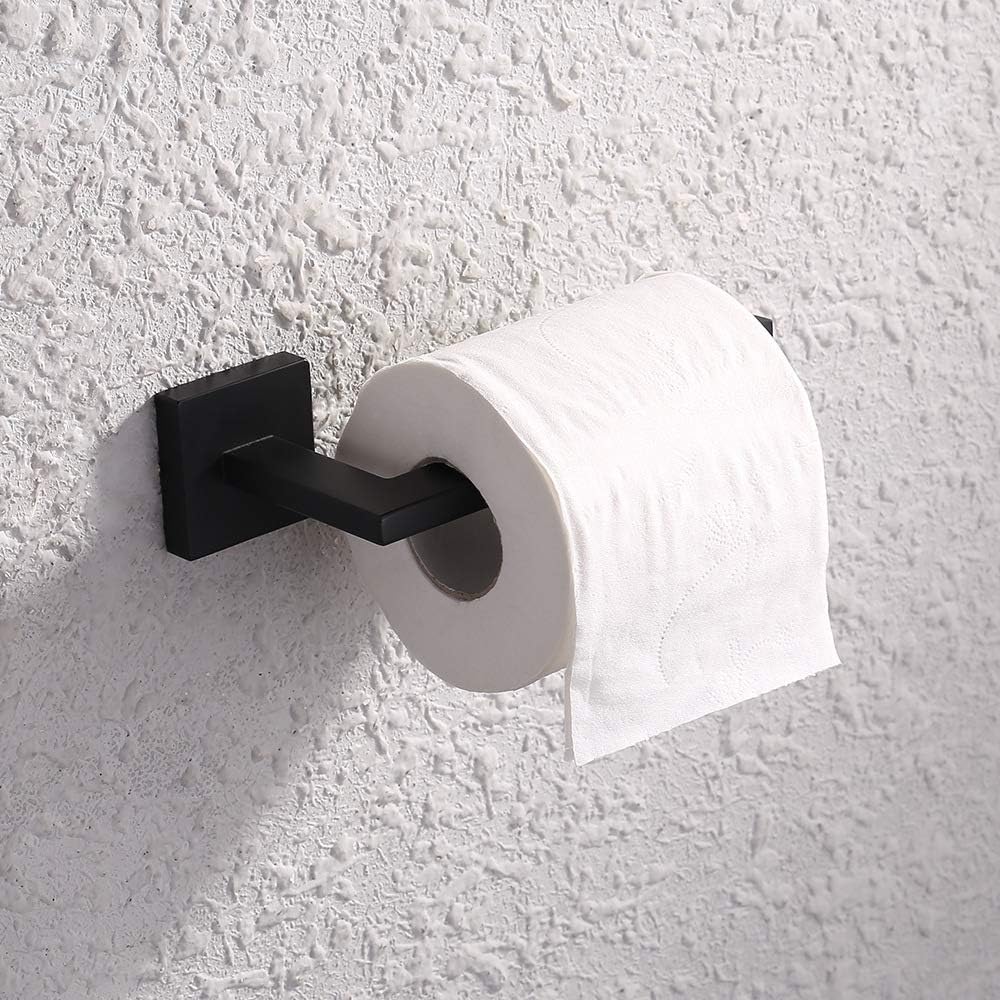 Toilet Paper Towel Holder 304 Stainless Steel Wall Mounted Paper Towel Holder for Bedroom Bathroom Hotel Black