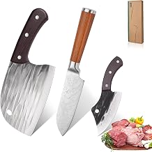 3Pcs Knife Cook Utility Knives Cutlery Steak, Chef Meat Cleaver,Kitchen Knives, 7 Inch Non-slip Ultra Sharp Knife with Ergonomic Handle, Kitchen Tool Sharp Blade Style B