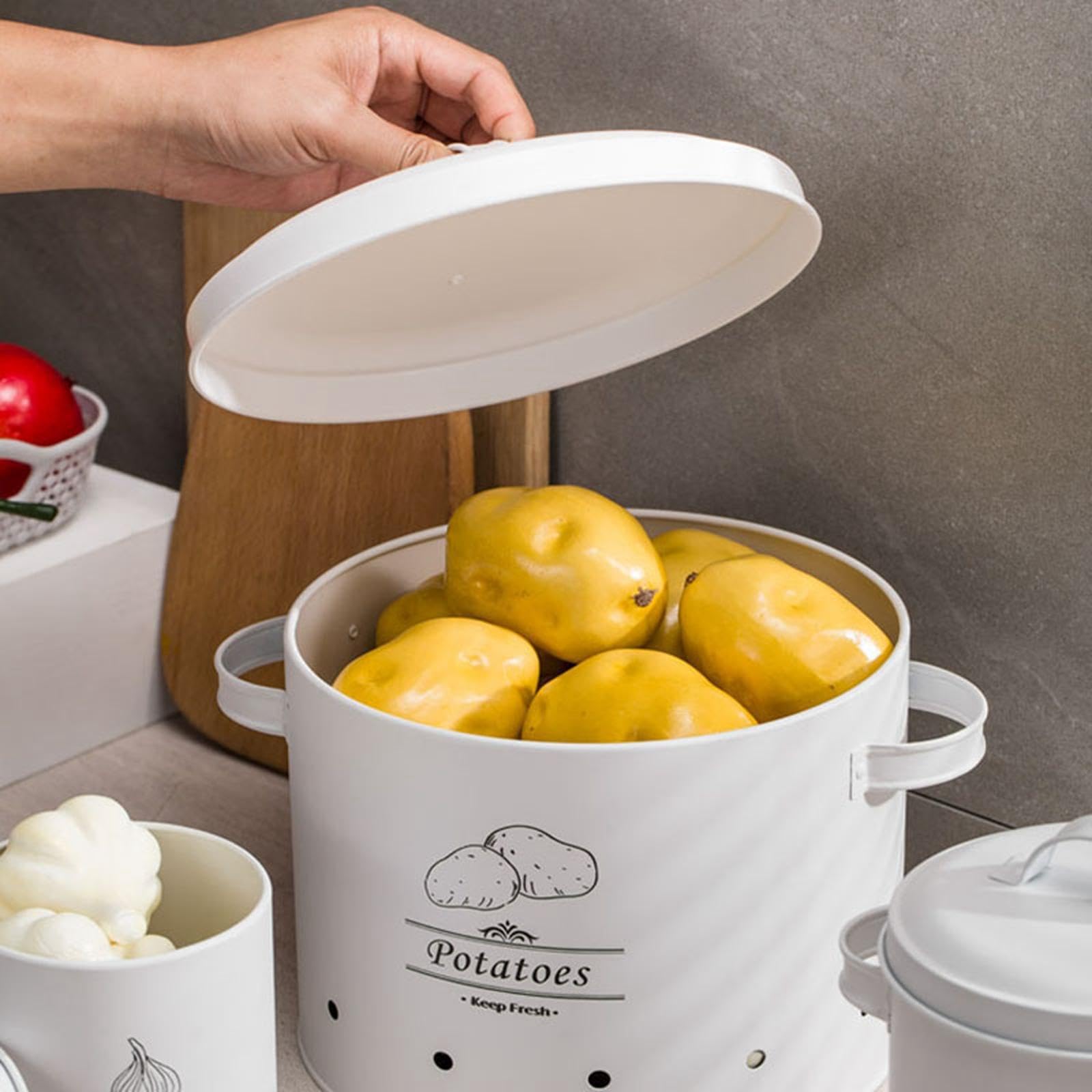 3er Set Zwiebel Aufbewahrungsgläser, Vorratsdosen Set, Fassungsvermögen: 1–2 Stück, lichtgeschützt, für optimale Frische von Kartoffeln und Zwiebeln