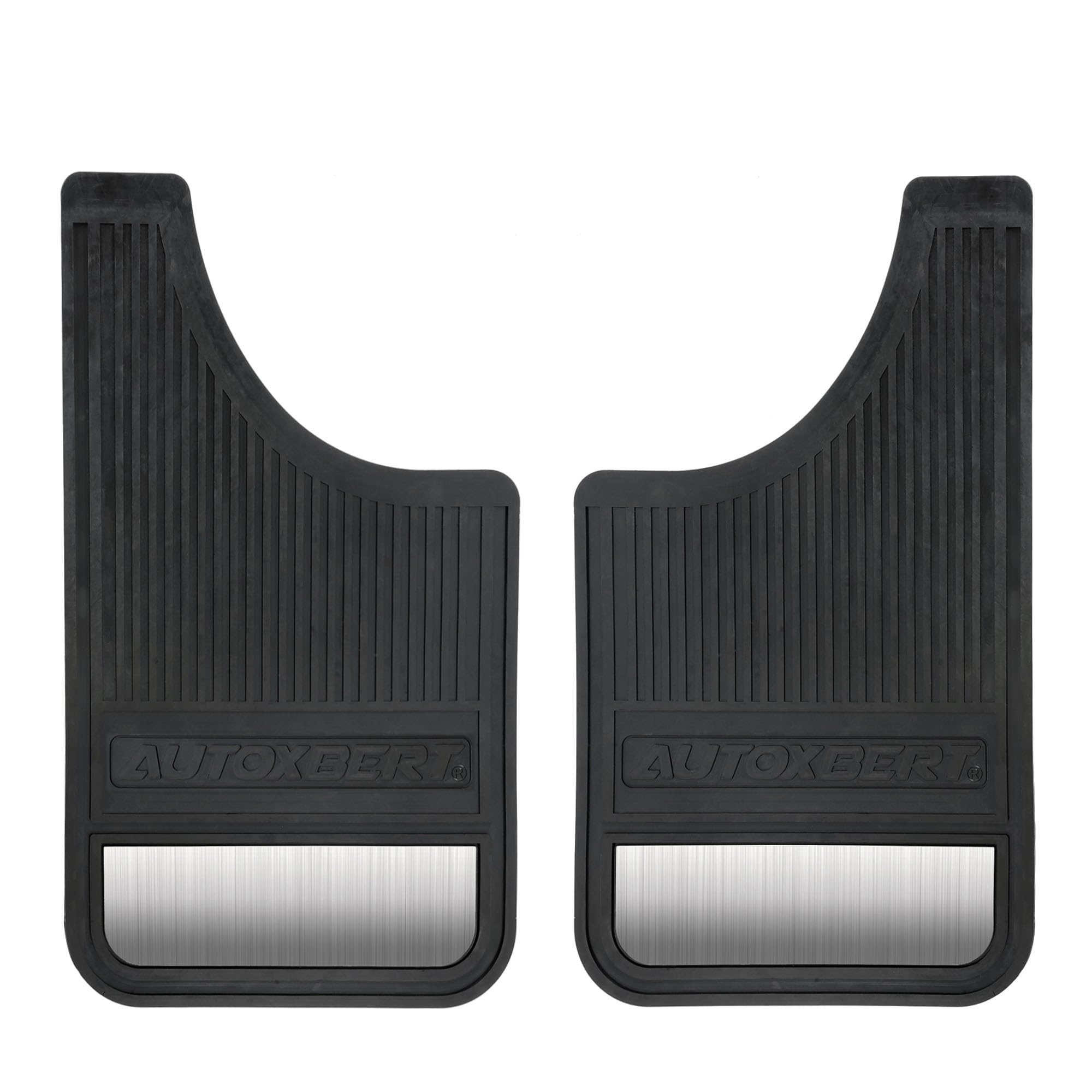 AUTOXBERT Lot de 2 bavettes garde-boue universelles très résistantes pour voiture - Toutes saisons - Flexibles - Avec plaques en acier inoxydable - Noir
