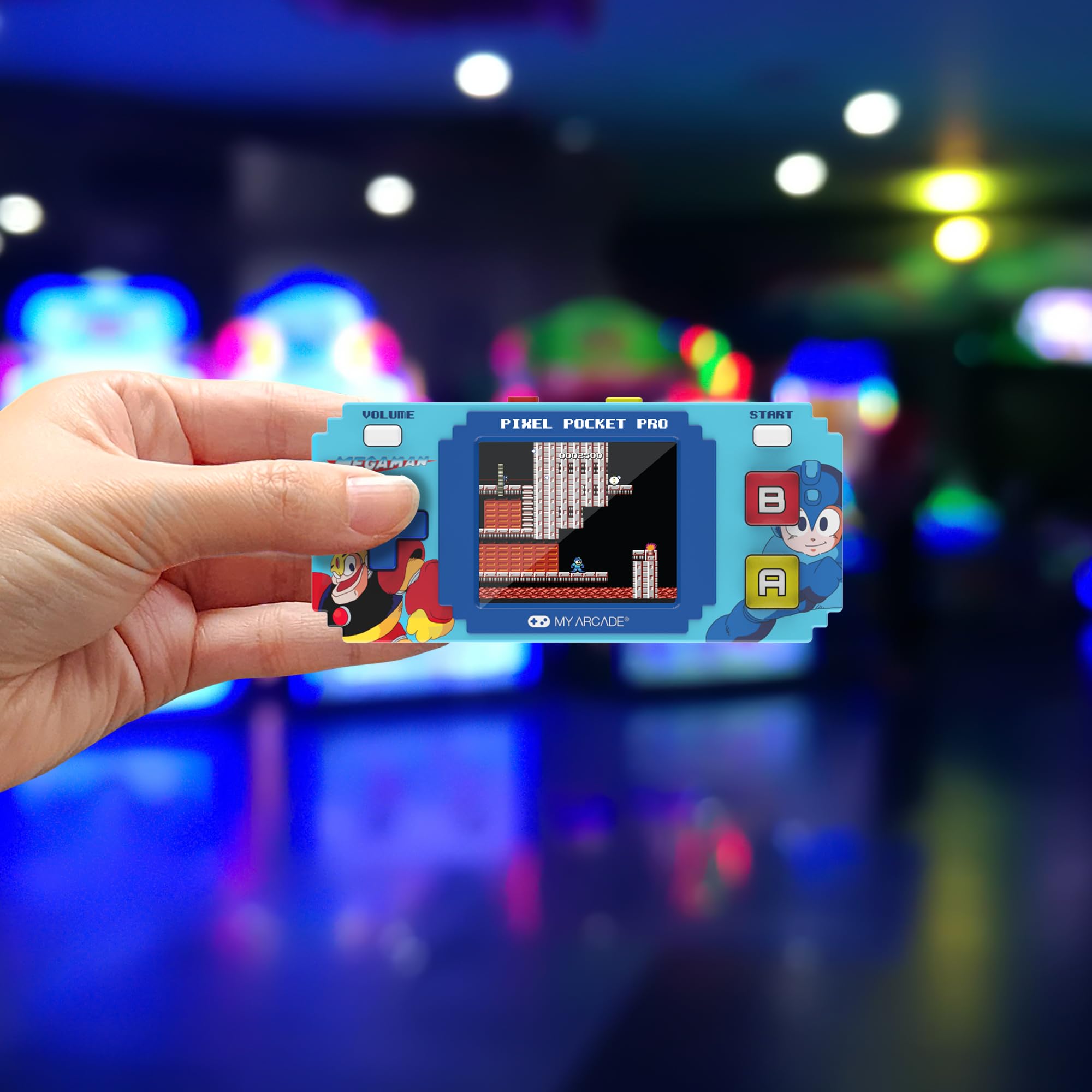 Megaman Pixel Player : Jeu vidéo sous Licence Officielle Megaman, Porte-clés d'arcade Portable, Jeux pour Enfants et Adultes