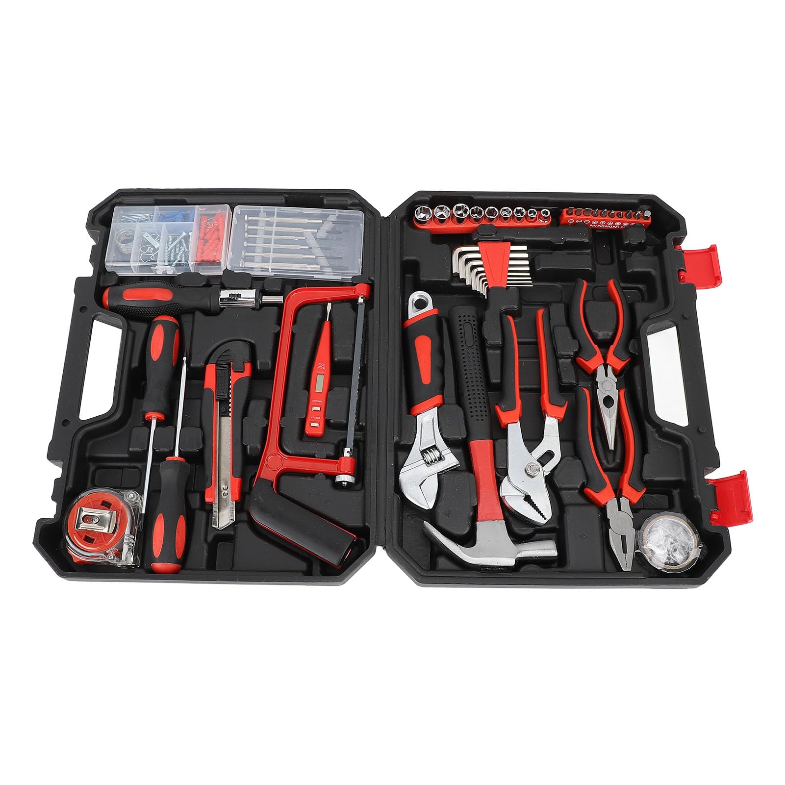 Set di attrezzi professionali da 108 pezzi, kit di riparazione domestica per impieghi gravosi con custodia per elettricisti, appassionati di fai da te, falegnami, costruzio
