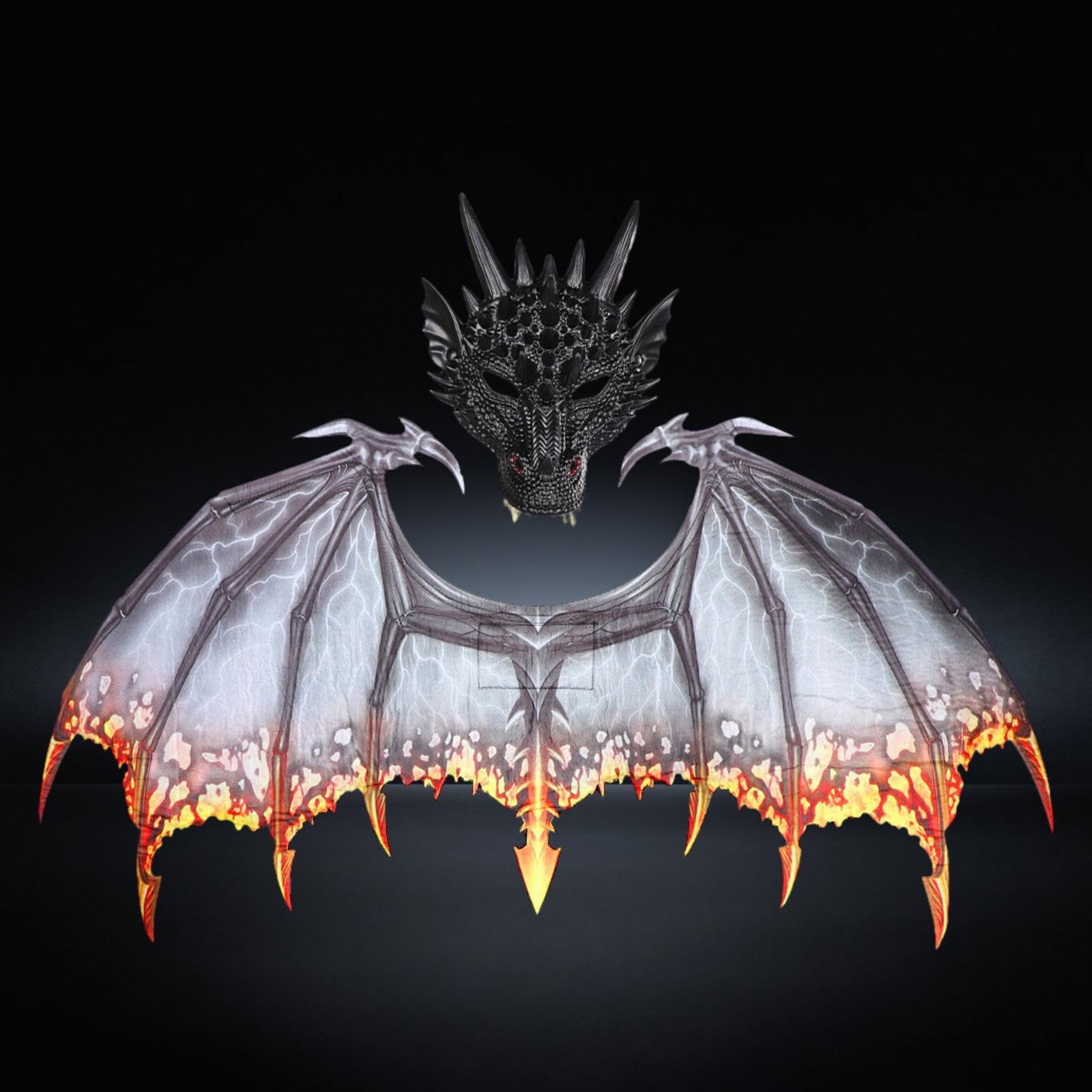 Costume Da Drago per Adulti, Maschera Da Dinosauro con Cinturino Elastico, Oggetti di Scena, Travestimento con di Drago per Bomboni
