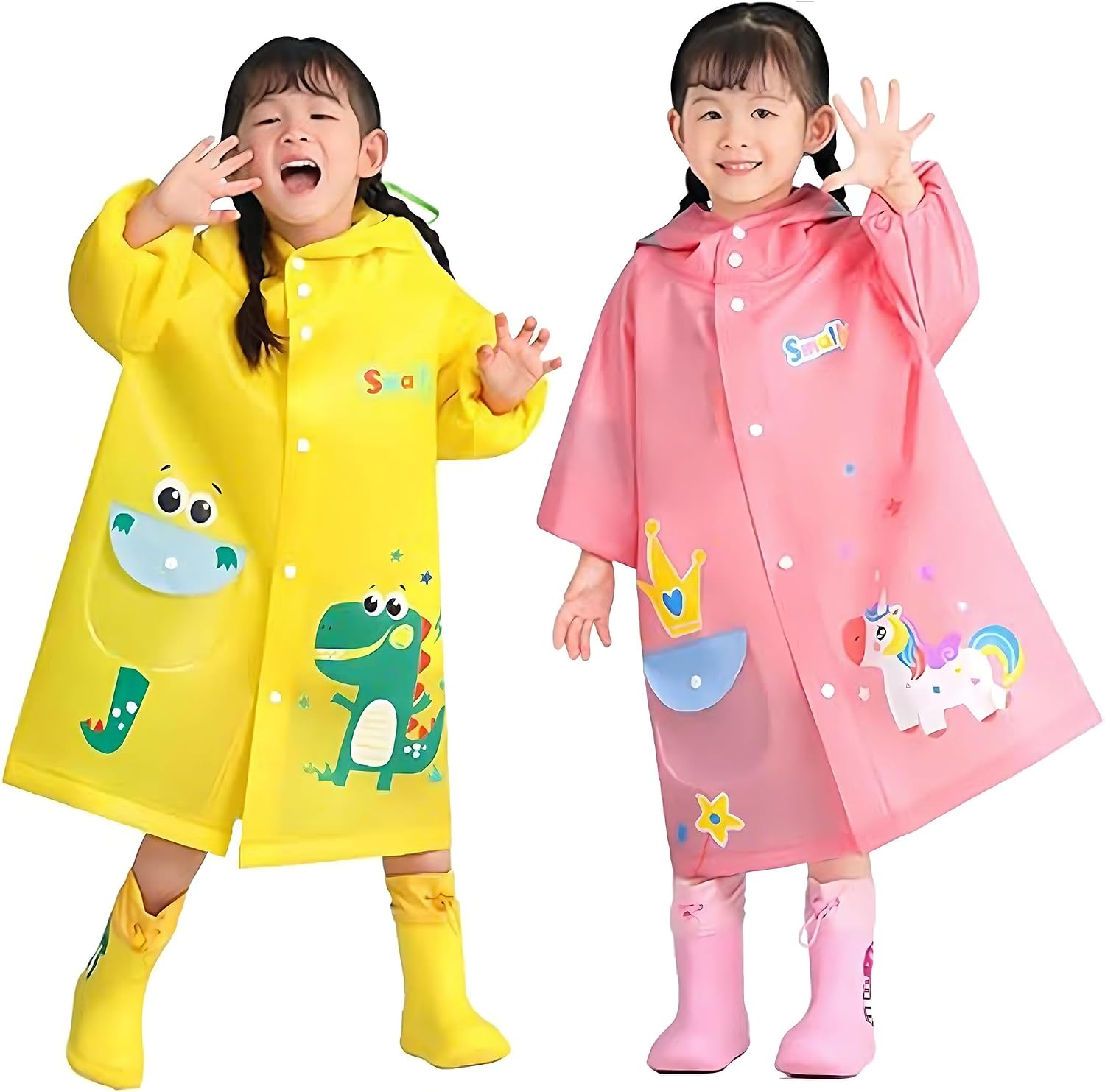 Boys Girls Raincoat Kids Cartoon Rain Poncho Waterproof Rainwear Slicker