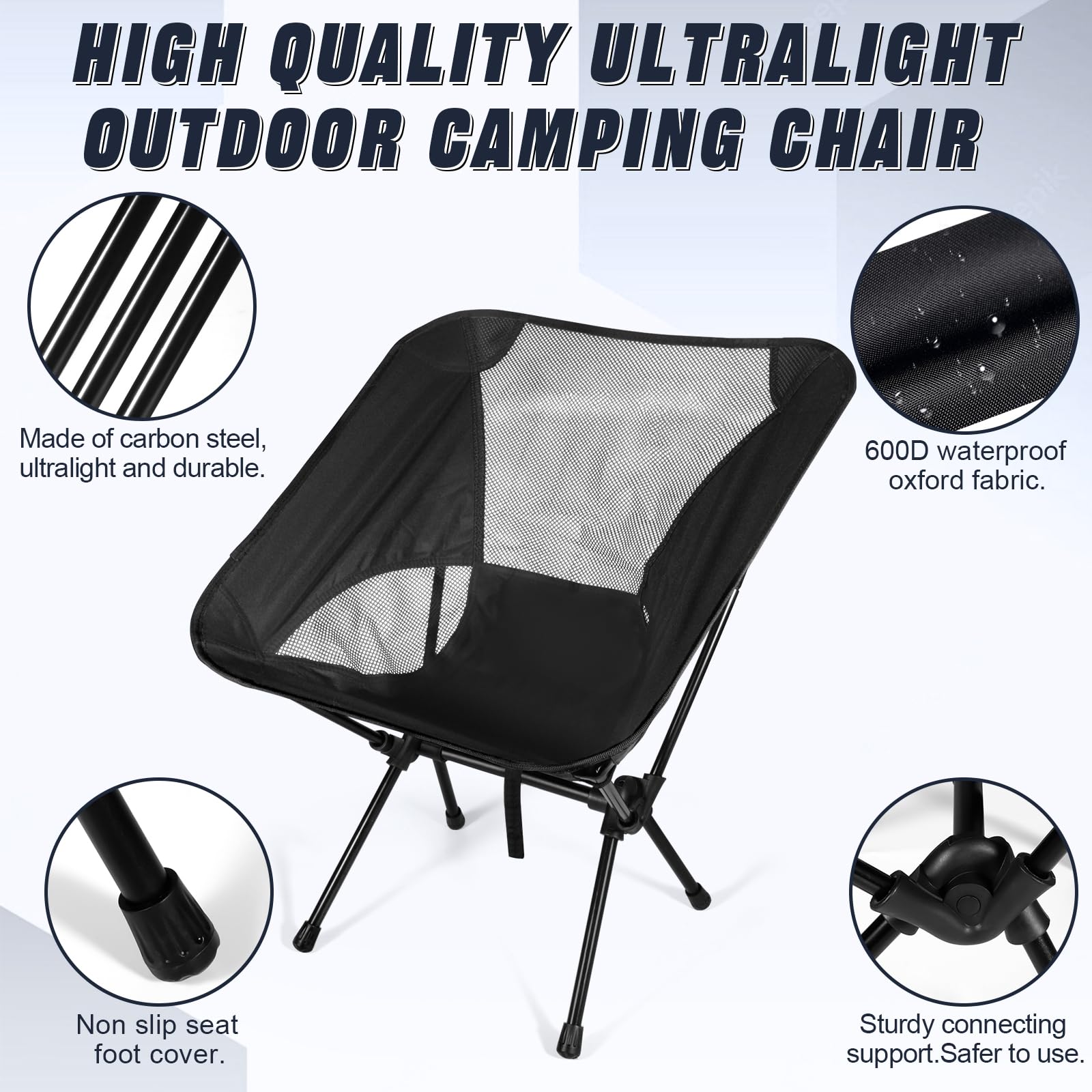 Sedia Da Campeggio Pieghevole Leggera - Portatile Per Esterni, Picnic E Spiaggia - Foto 6