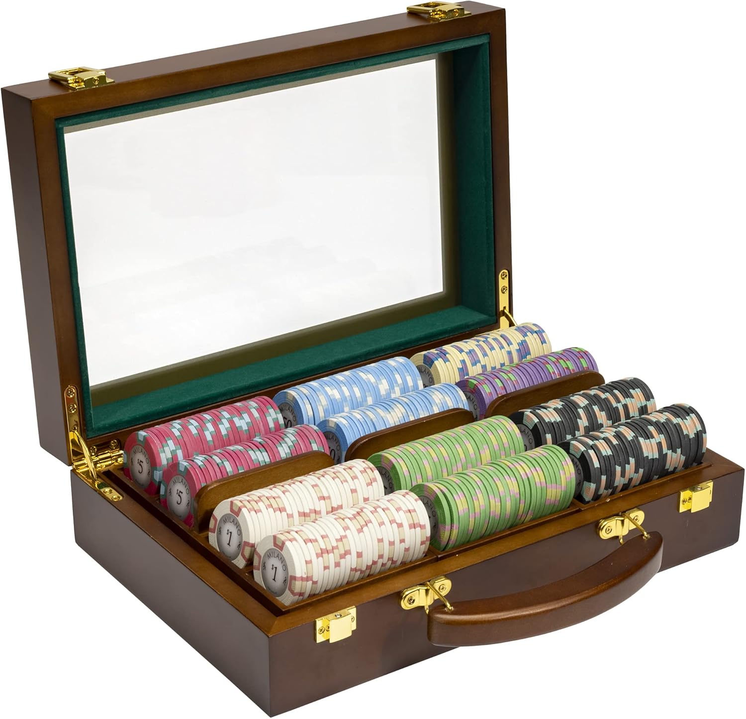 300 Ct Milano Poker Chip Set by Claysmith Gaming in Walnut