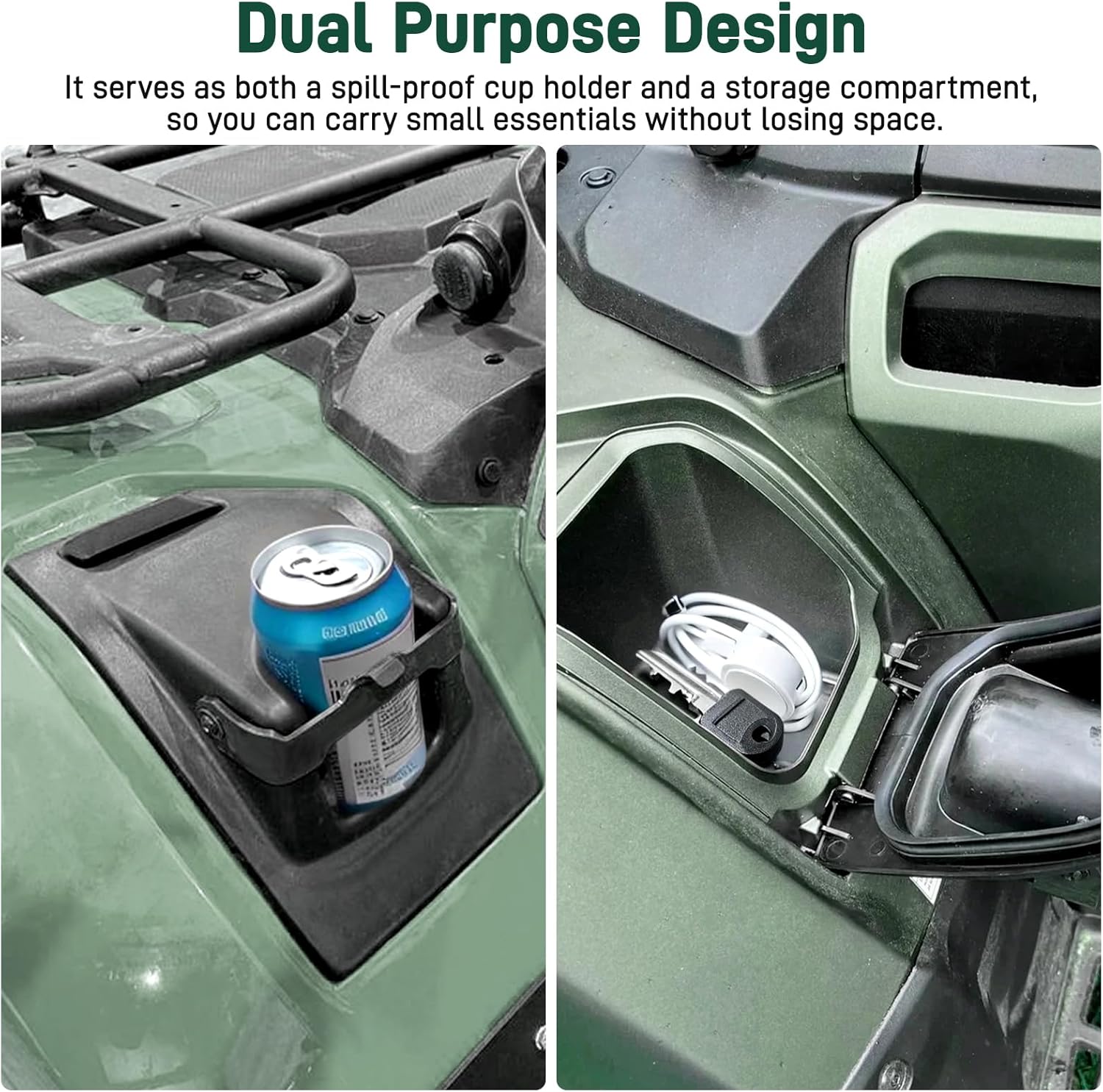 JERBOR ATV Left Fender Cup Holder Fit for Honda Foreman Rubicon 2014-2025, ATV Water Bottle Holder 2.5 Inch