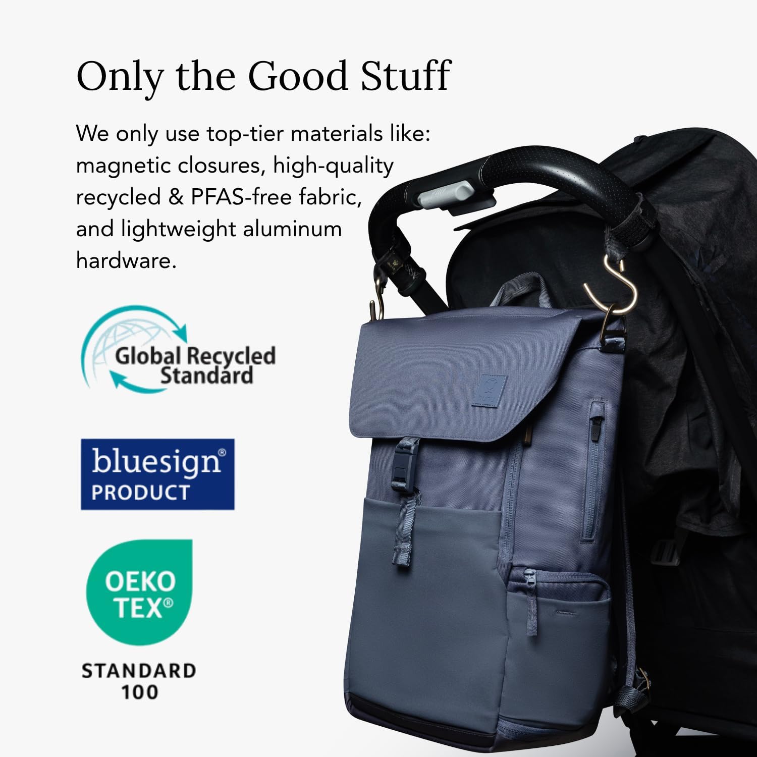 Huhu Diaper Bag Backpack – Baby Bag for Moms & Dads – Water-Resistant, Unisex Travel Kit for New Parents – Includes Changing Pad and 2 Organizer Pouches (Dusky Blue)