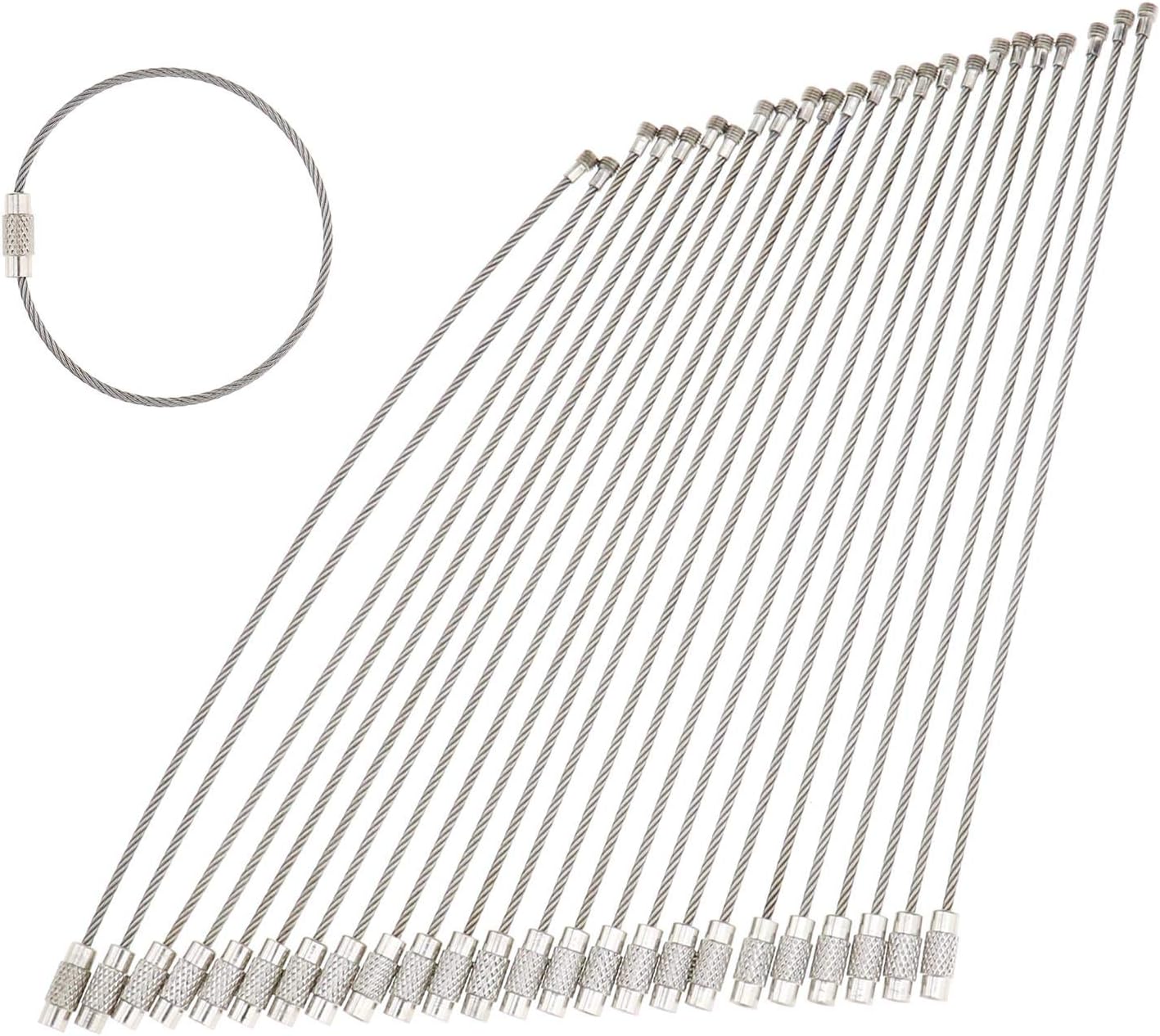OTOTEC 24PCS Silve Wire Key Holders Aircraft Luggage Ring Wire Key ...
